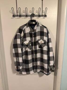 Canyon Creek Men's Quilted Lined Buffalo Plaid Flannel Shirt Jacket Shacket Larg